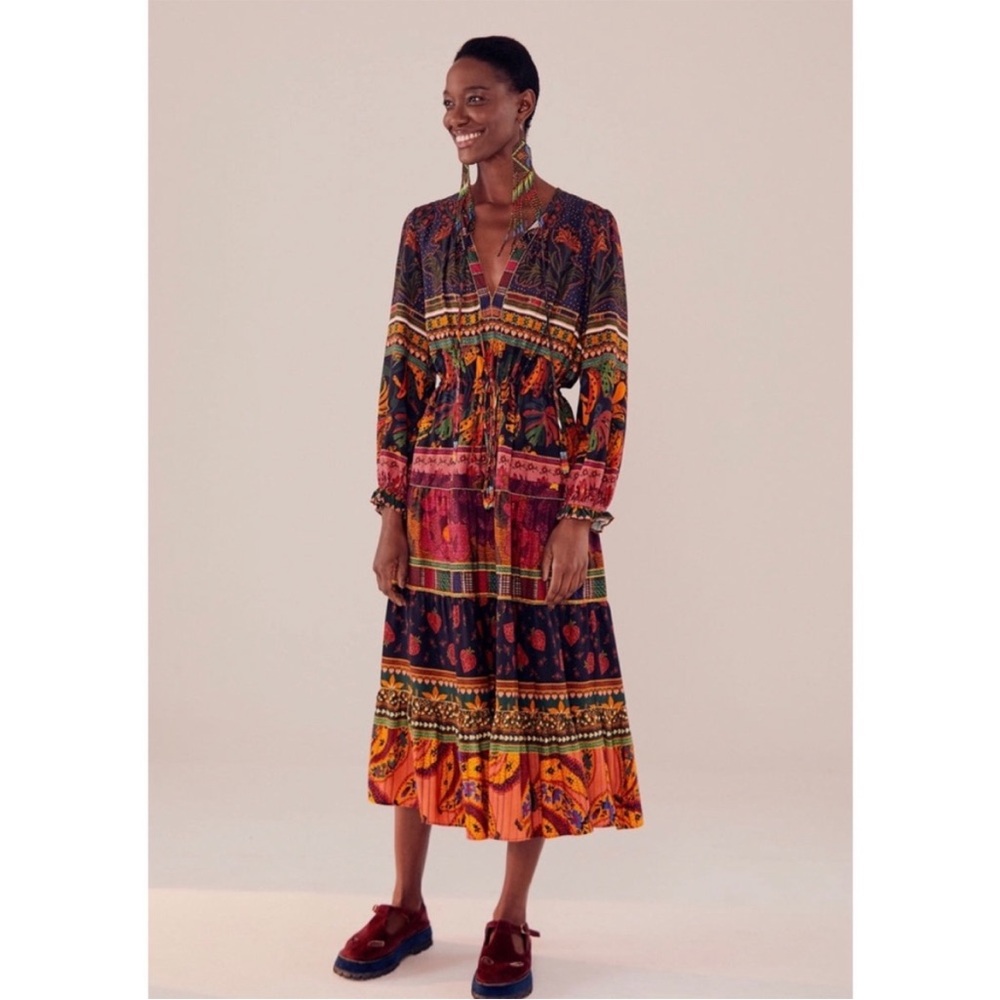 FARM Rio Mixed Patchwork Midi Dress